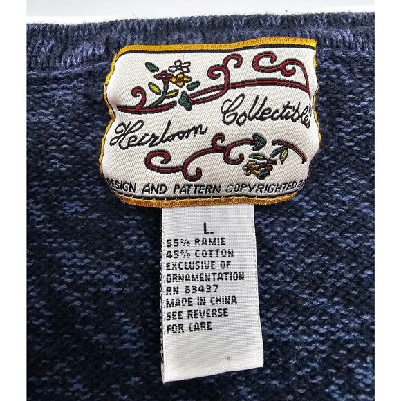 Vintage Heirloom Collectibles Women's L Blue Holiday/Christmas Zip-up Sweater - Picture 3 of 9